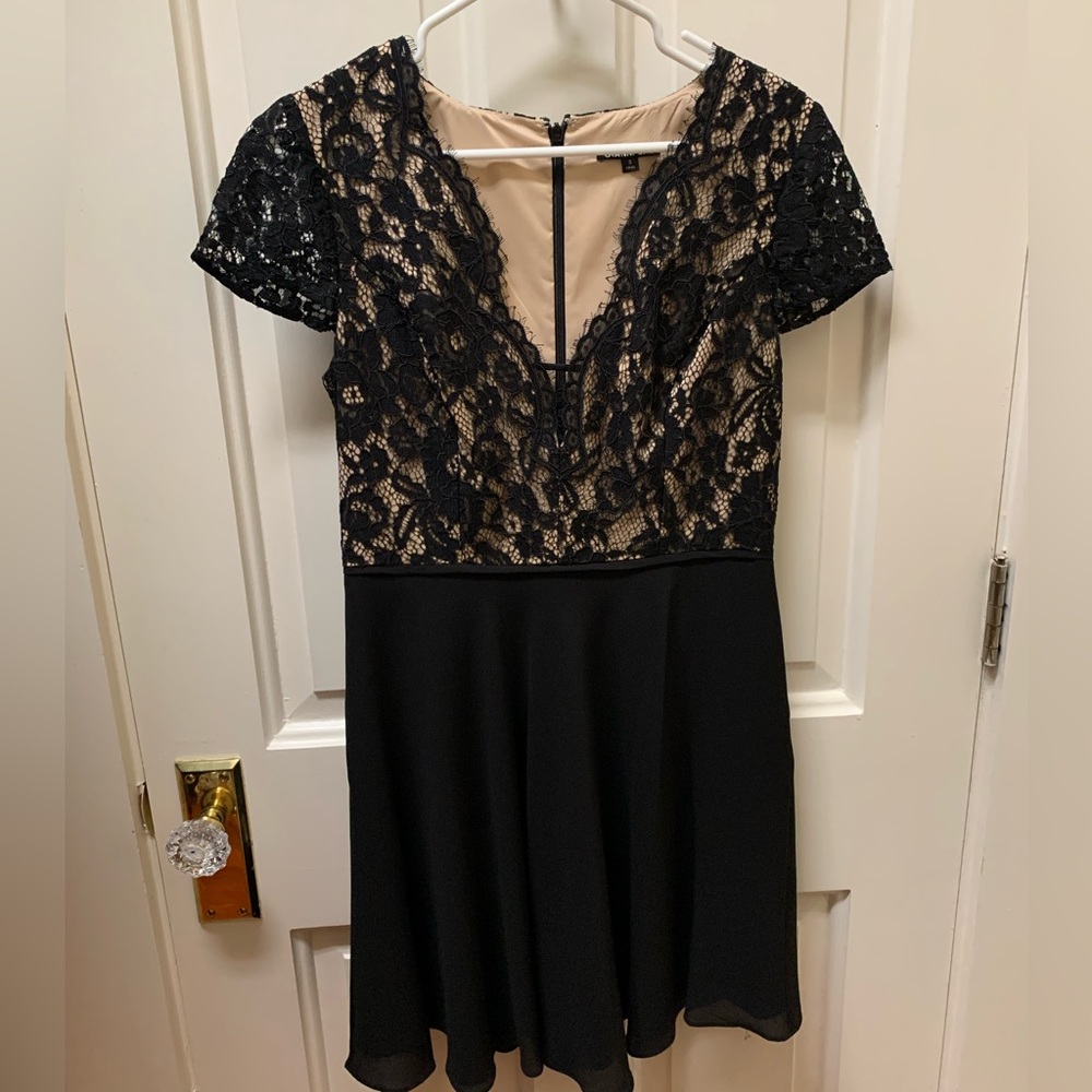 Gianni Bini Black and Cream Lace Dress